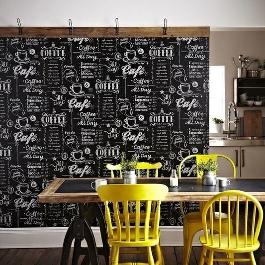 Coffee Shop Black White Wallpaper