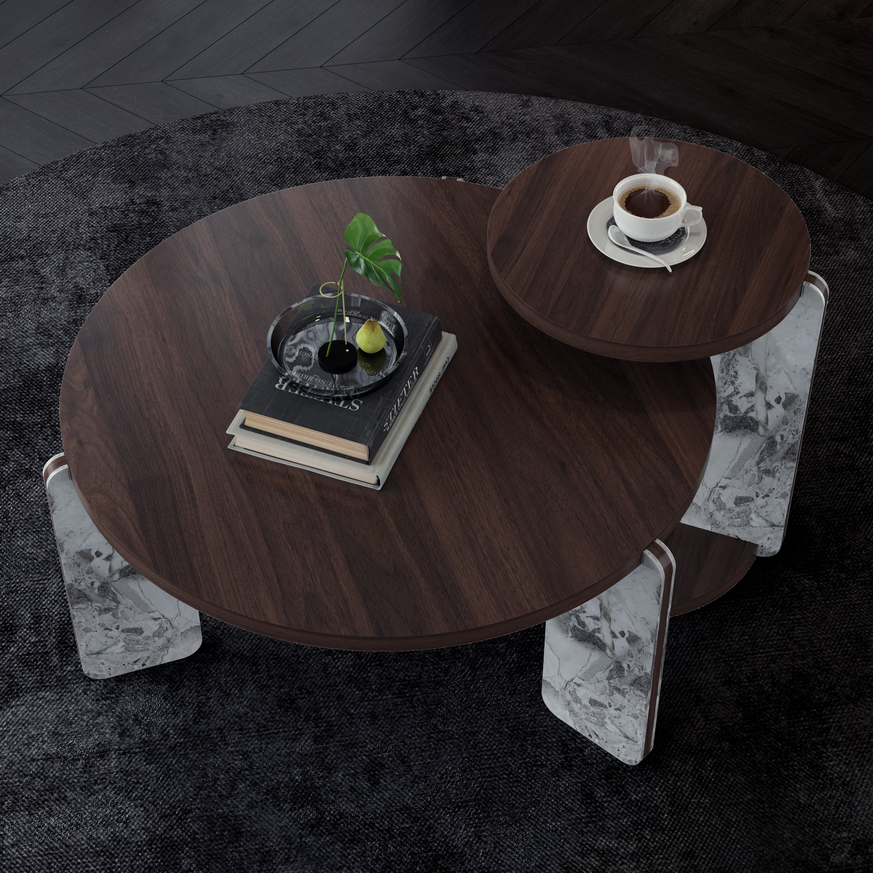 Coffee Table Set Of 2 Walnut Nesting Table For Bedroom End Table Center Table Accent Table Sofa Table