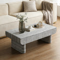 Coffee Table With Grey Wood Texture Tabletop Mid Century Modern Coffee Table With Fluted Drawer For Living Room Office