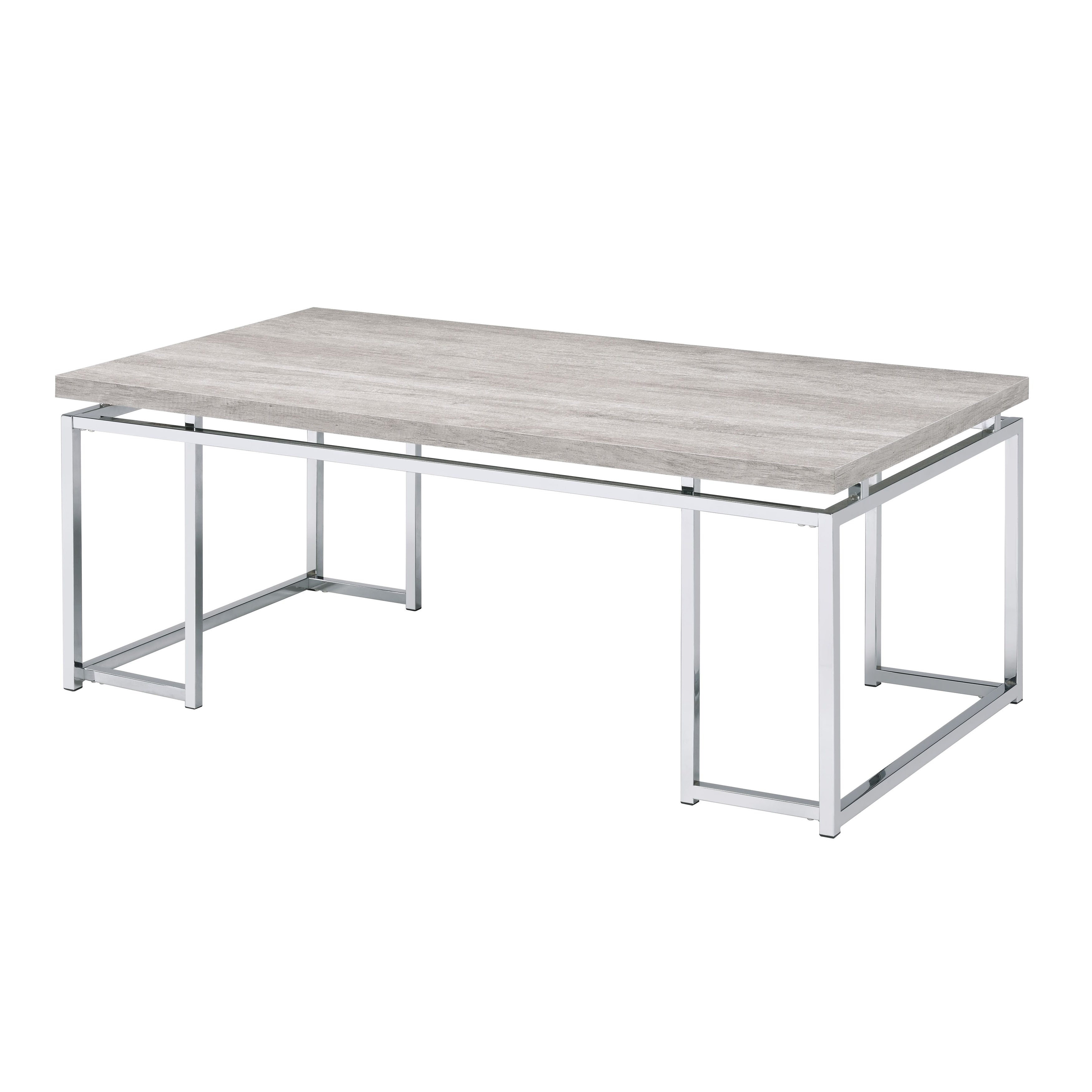 Coffee Table With Rectangular Tabletop And Metal Legs Silver And Brown