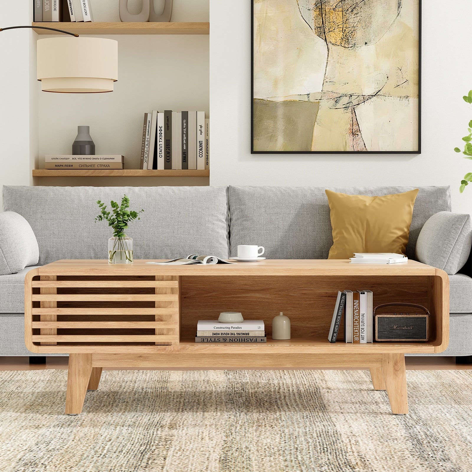 Coffee Table Living Room Tables Modern Table With Storage Mid Century Farmhouse Wood Coffee Table For Living Room