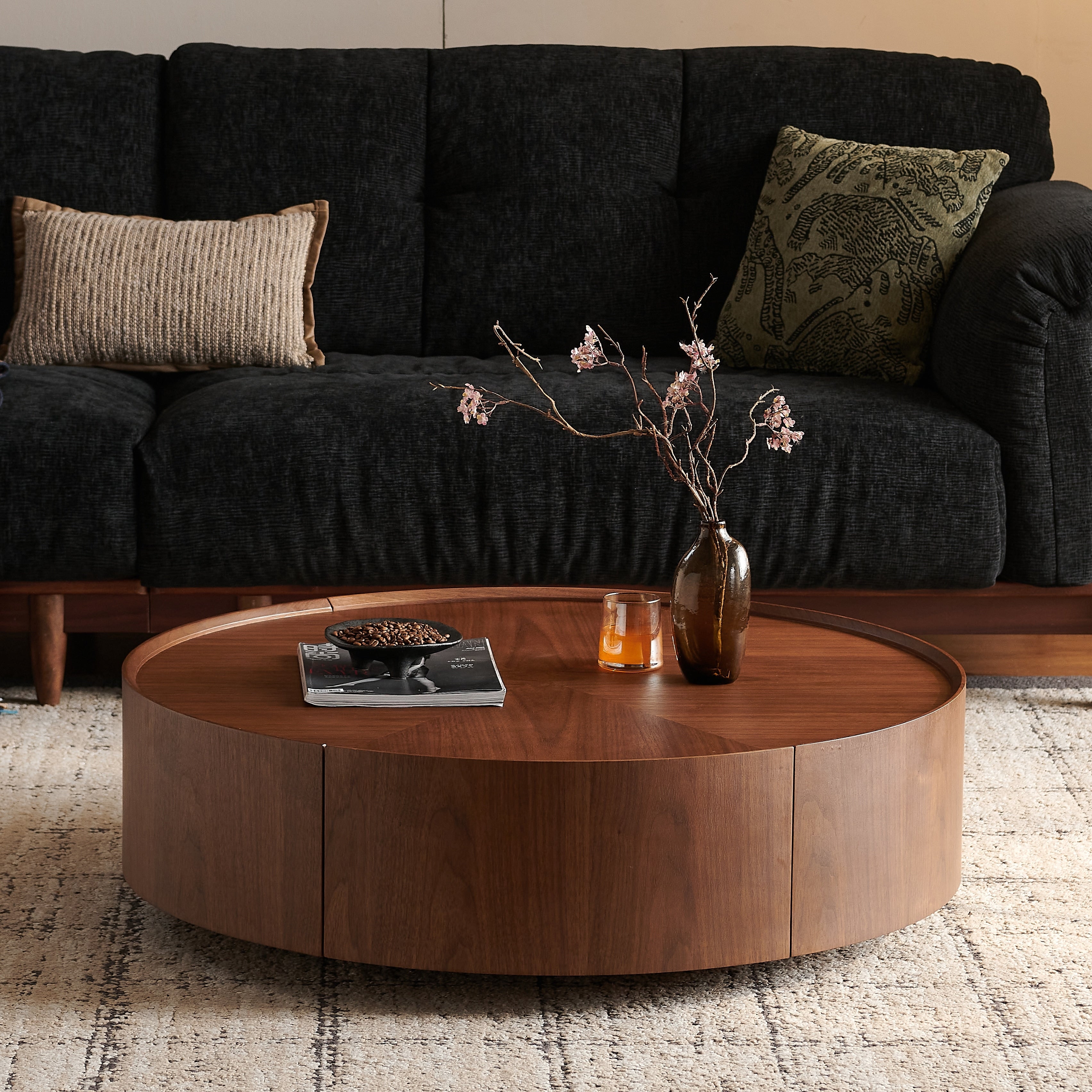 Coffee Tables Circular Walnut Design