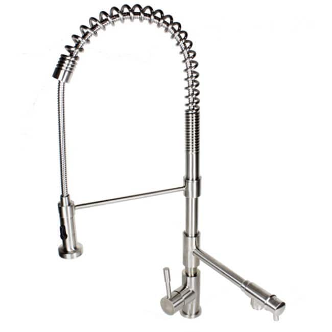 Stainless Steel Coil Spring Pull Out Sprayer Dual Spout Kitchen Faucet