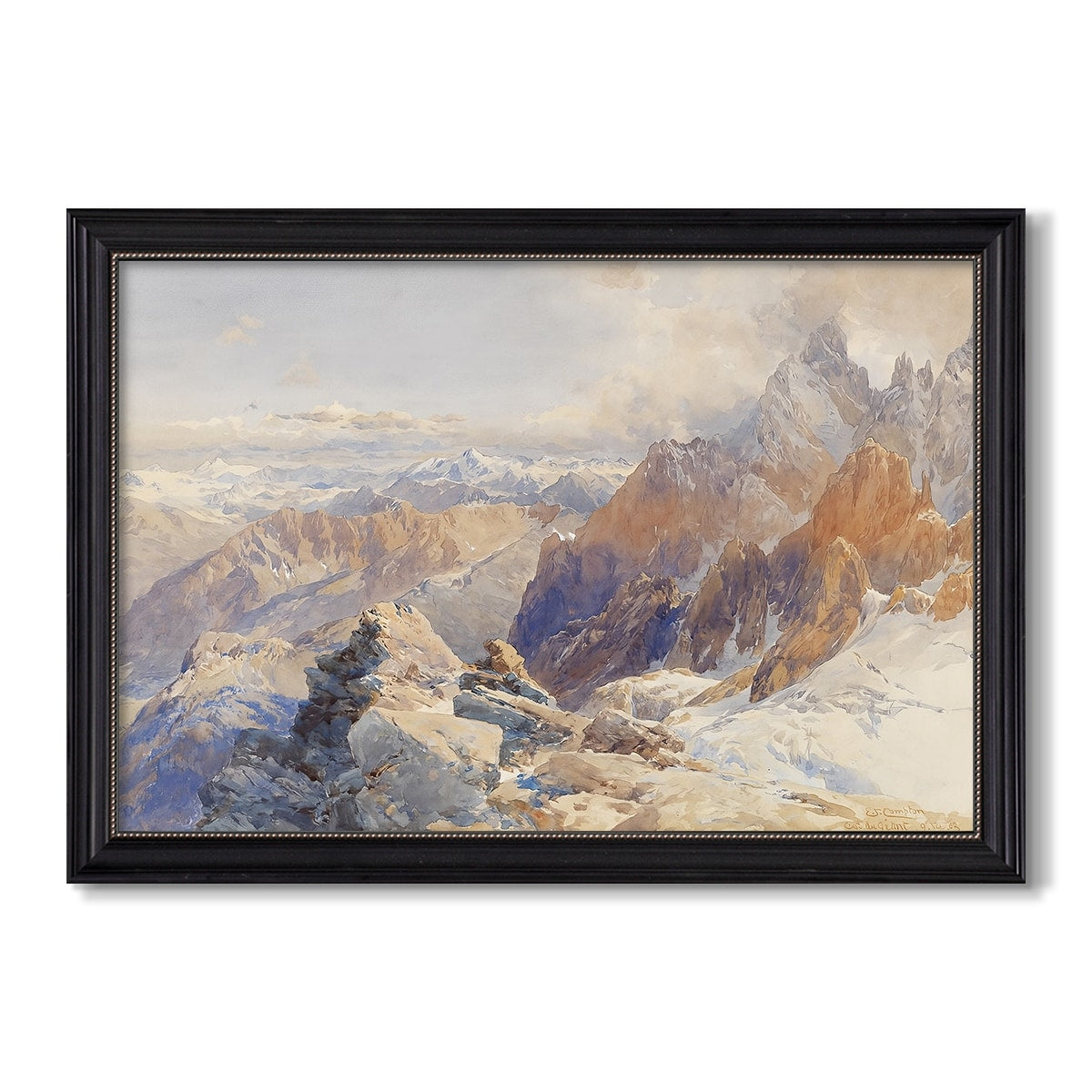 Col Du Geant 1903 Edward Theodore Compton Custom Framed Canvas