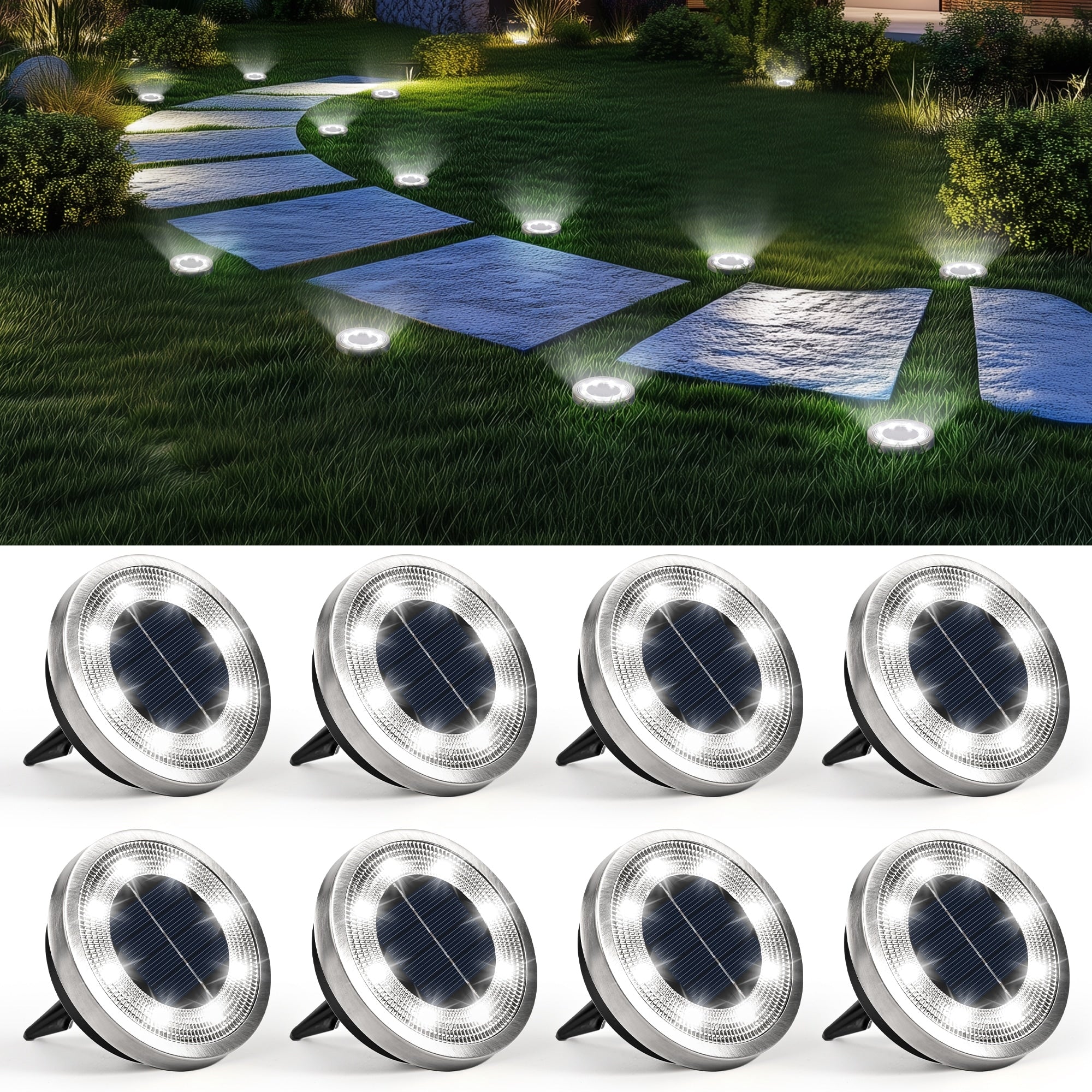 Cold White Led Medium Size Ground Lights Waterproof Landscape Path Lighting