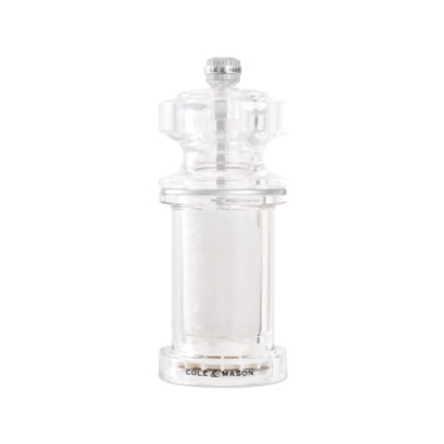 Cole Mason 605 Salt Mill 5 Clear Acrylic Adjustable Grind Durable Ceramic Mechanism
