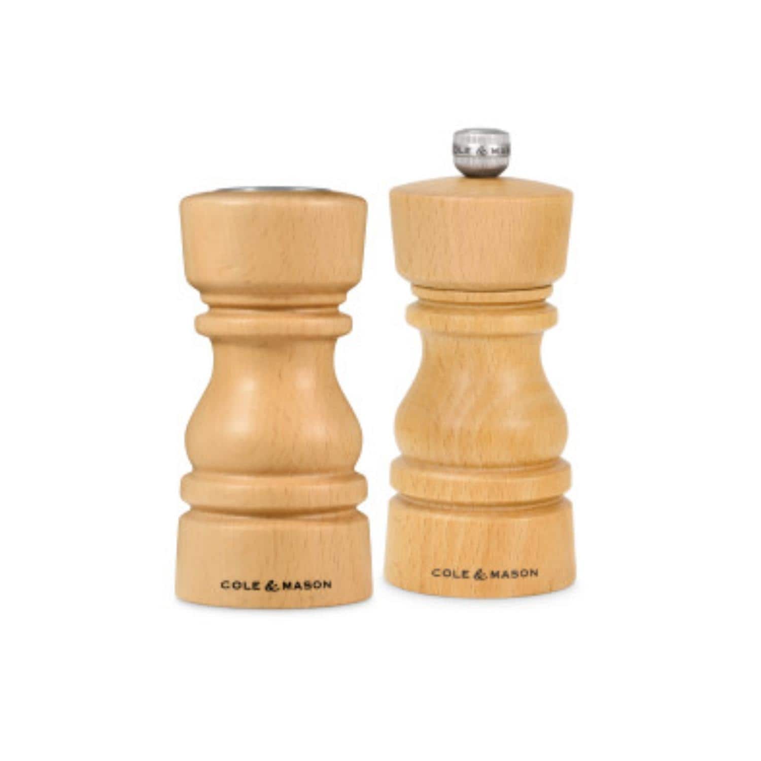 Cole Mason London Natural Beech Salt Shaker Pepper Mill Set 5