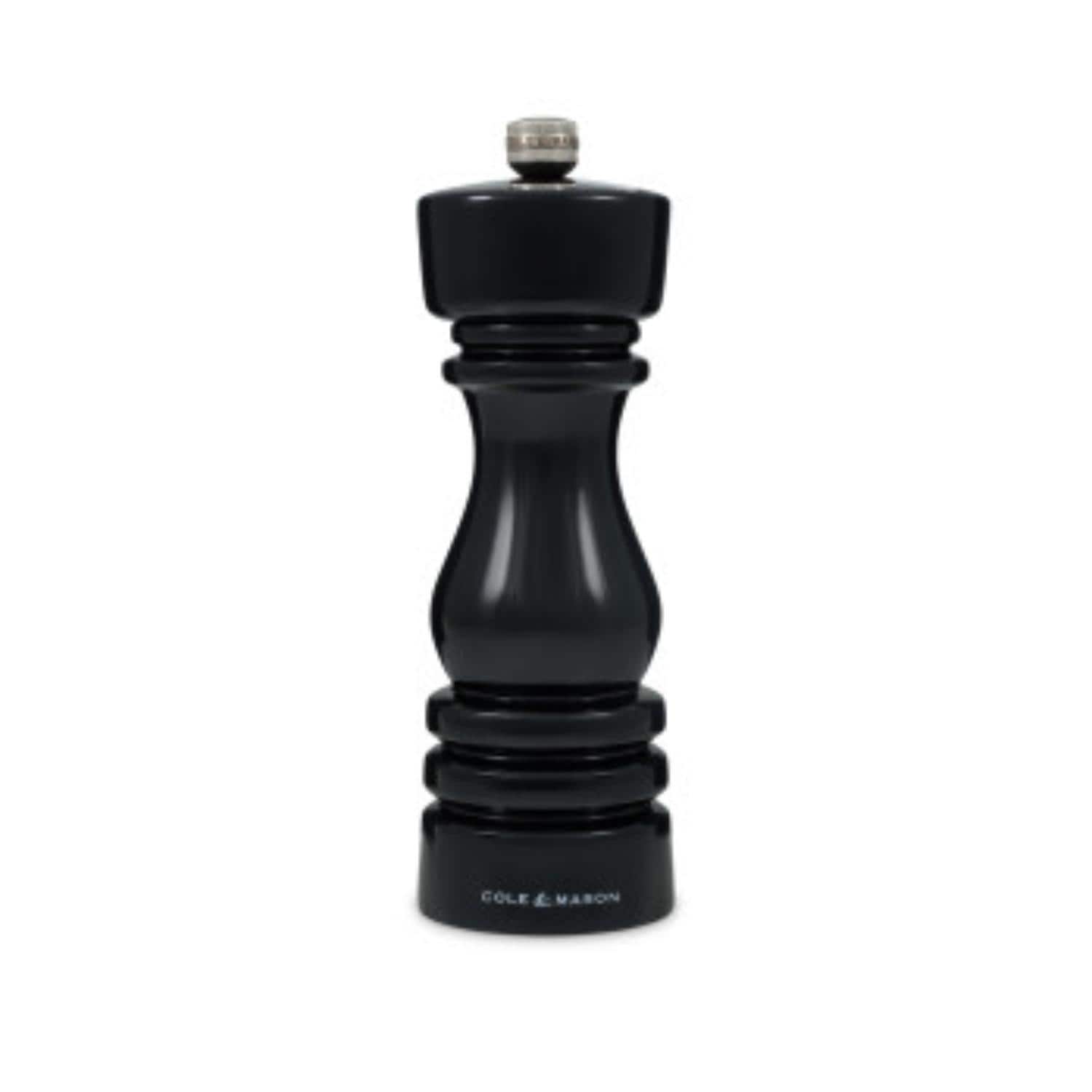 Cole Mason London Black Gloss Salt Mill 7 Adjustable Grind Durable Ceramic Mechanism