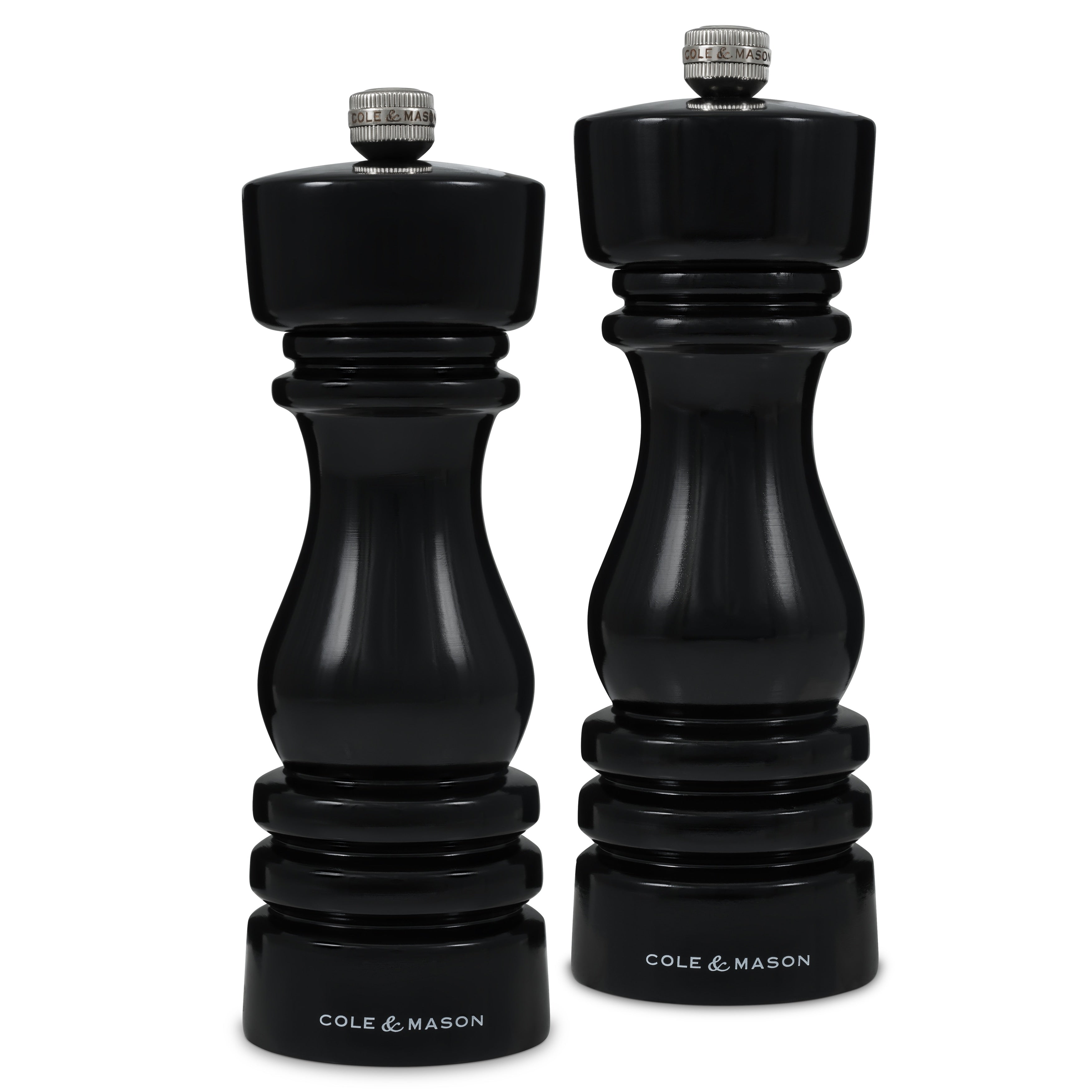 Cole Mason London Black Gloss Salt Pepper Milll Gift Set 7 .