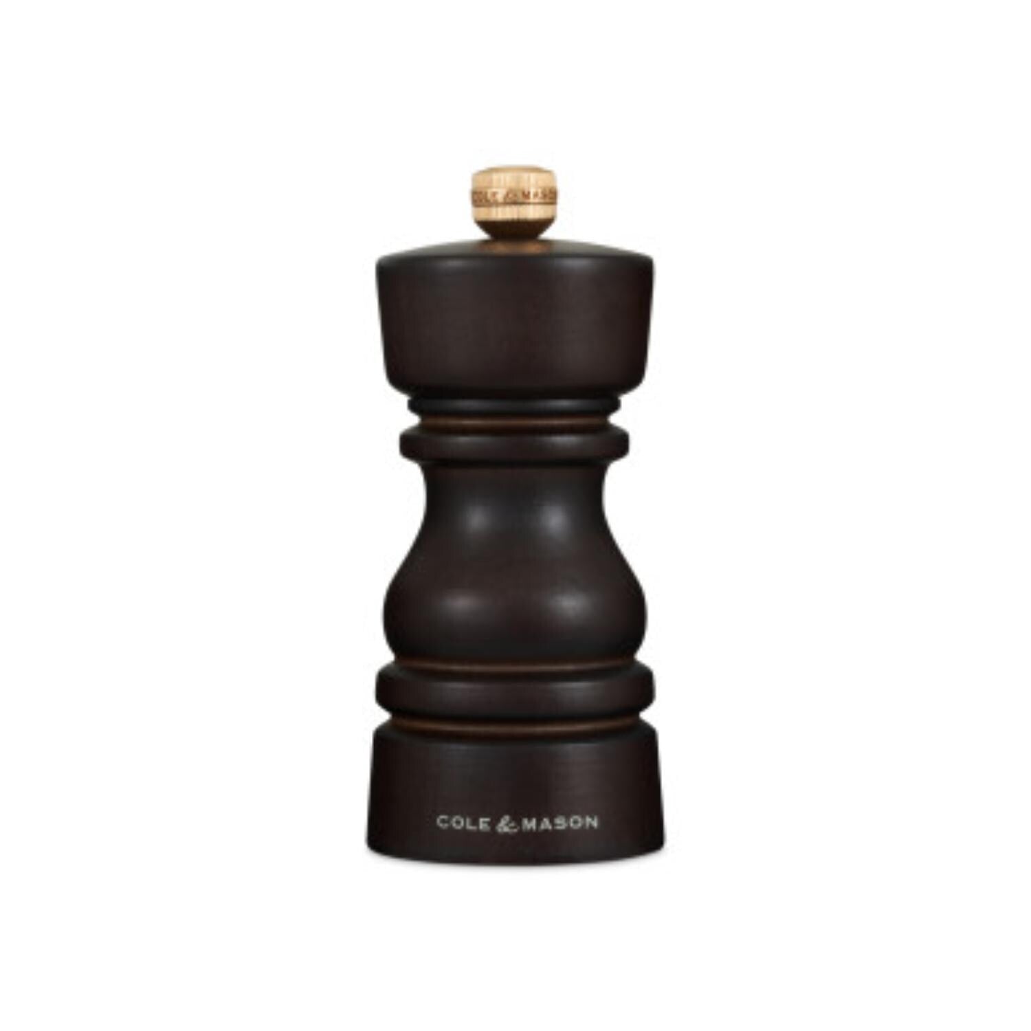 Cole Mason London Chocolate Wood Salt Mill 5 Adjustable Grind Durable Ceramic Mechanism