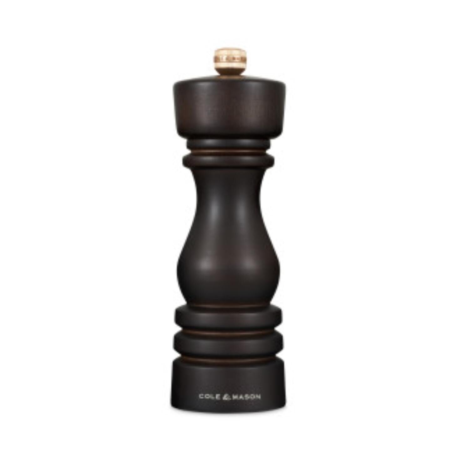Cole Mason London Chocolate Wood Salt Mill 7 Adjustable Grind Durable Ceramic Mechanism