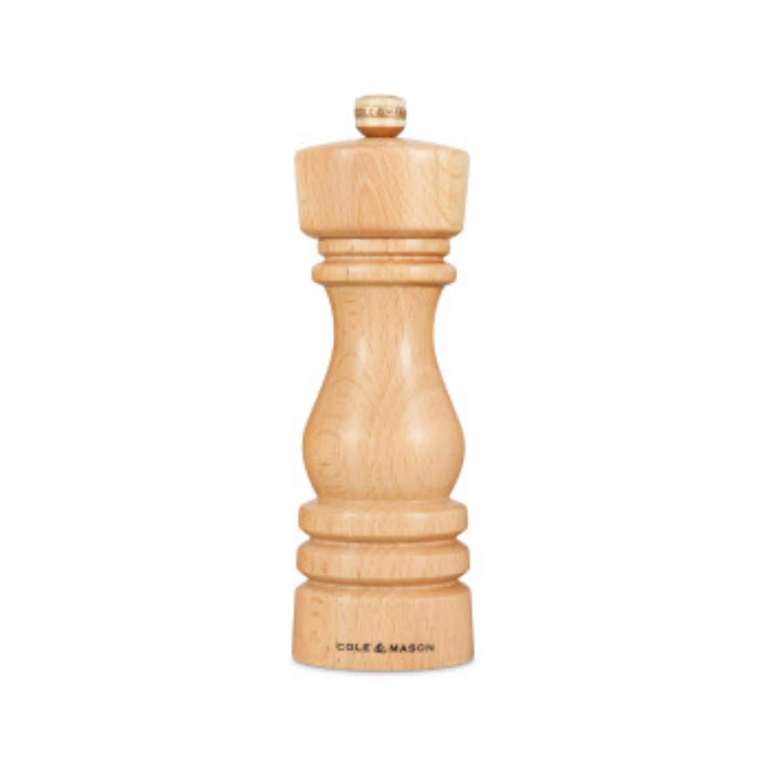 Cole Mason London Natural Beech Pepper Mill 7 Adjustable Grind Durable Carbon Steel Mechanism