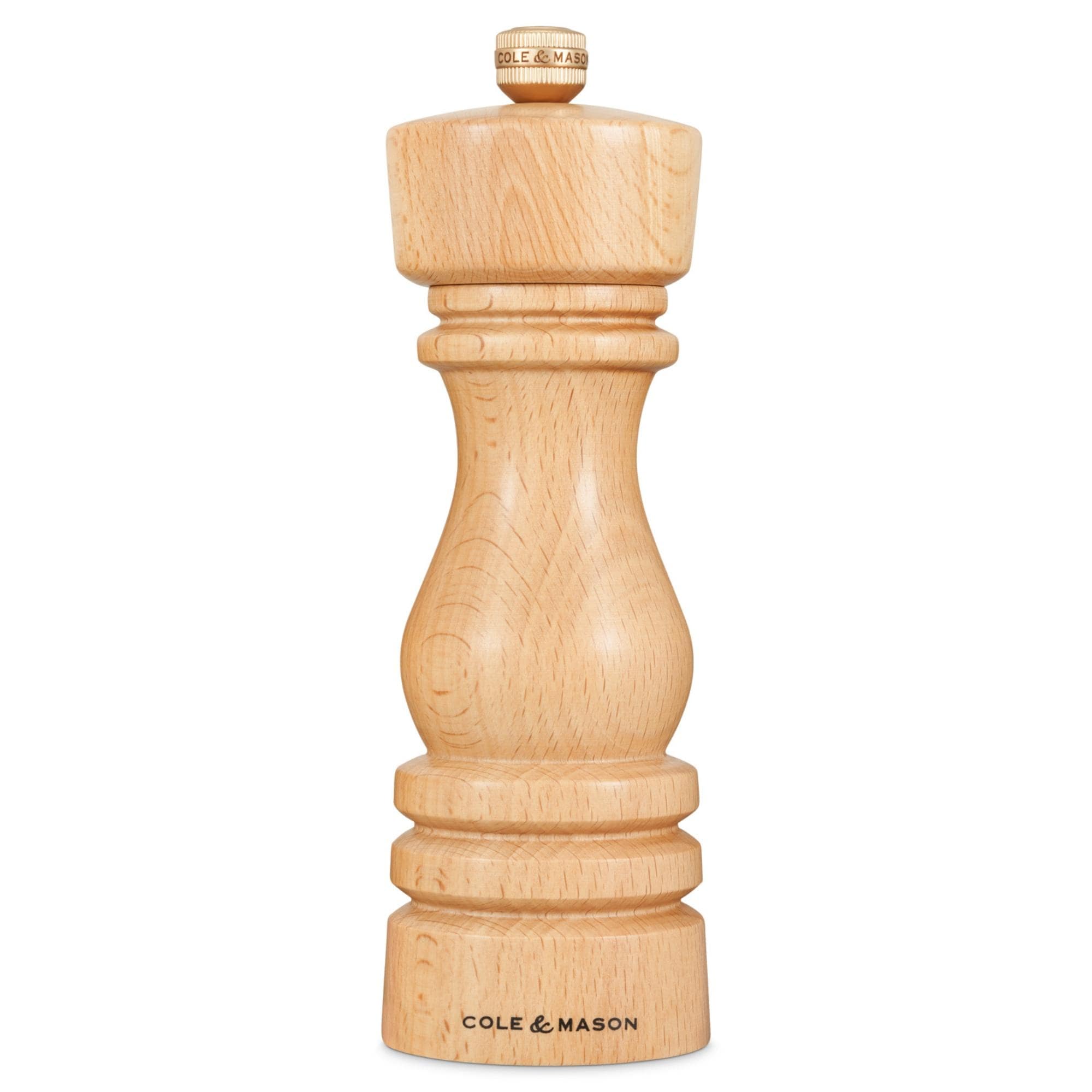 Cole Mason London Natural Beech Salt Mill 7 Stylish Durable Adjustable Grind Mechanism