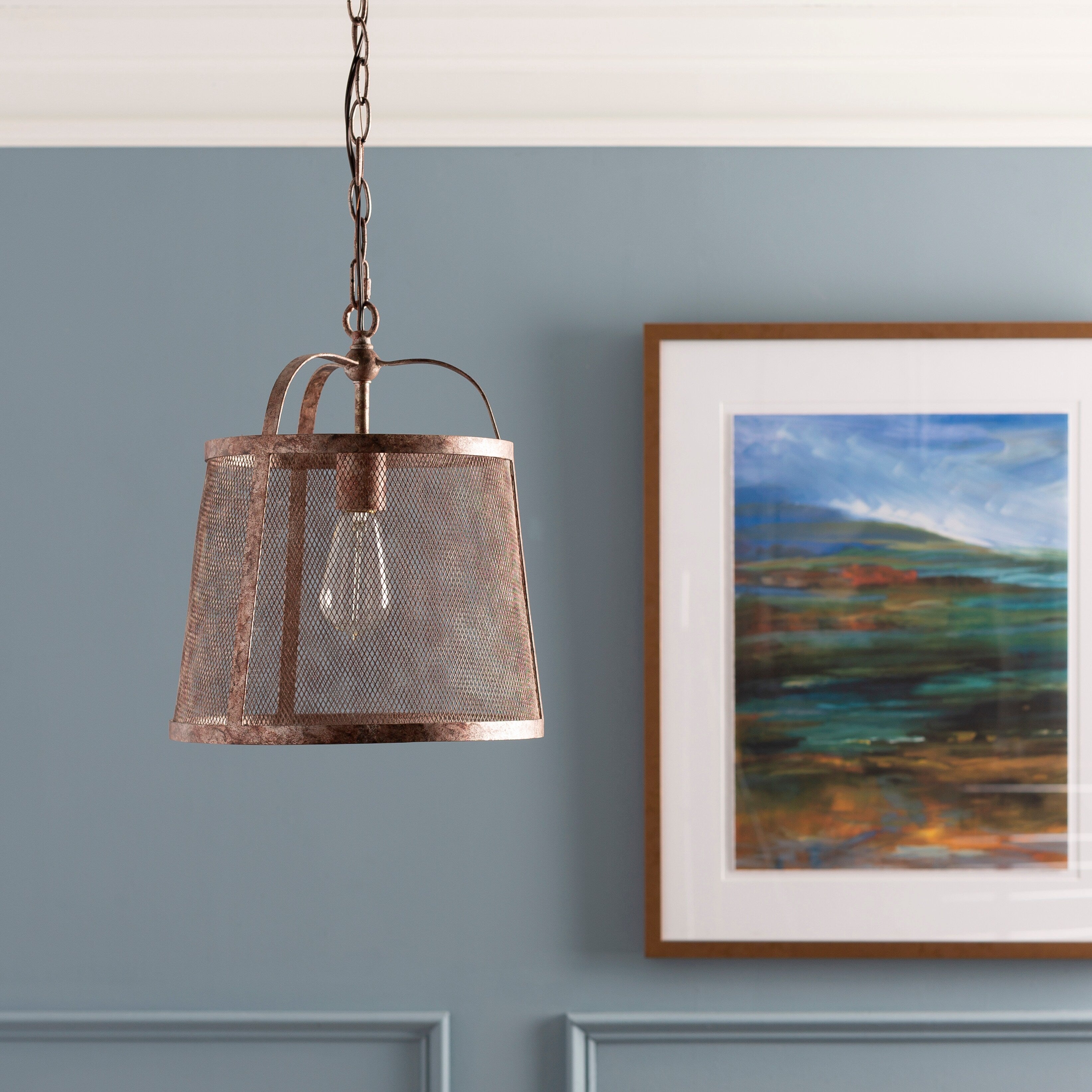 Colene Farmhouse Wire Mesh 1 Light Hanging Pendant 13.5 H X 13.5 W X 15.5 D