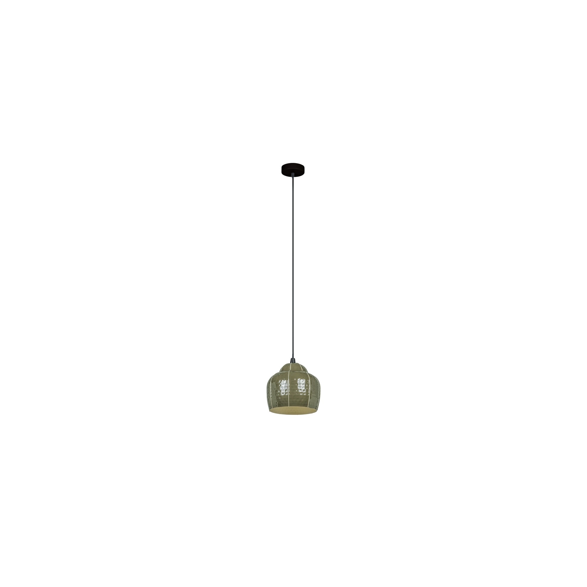 Colette Pendant Lamp Steel Textured Organic Finish Torso Like Sculptural Form Vertical Contrast Detail Green