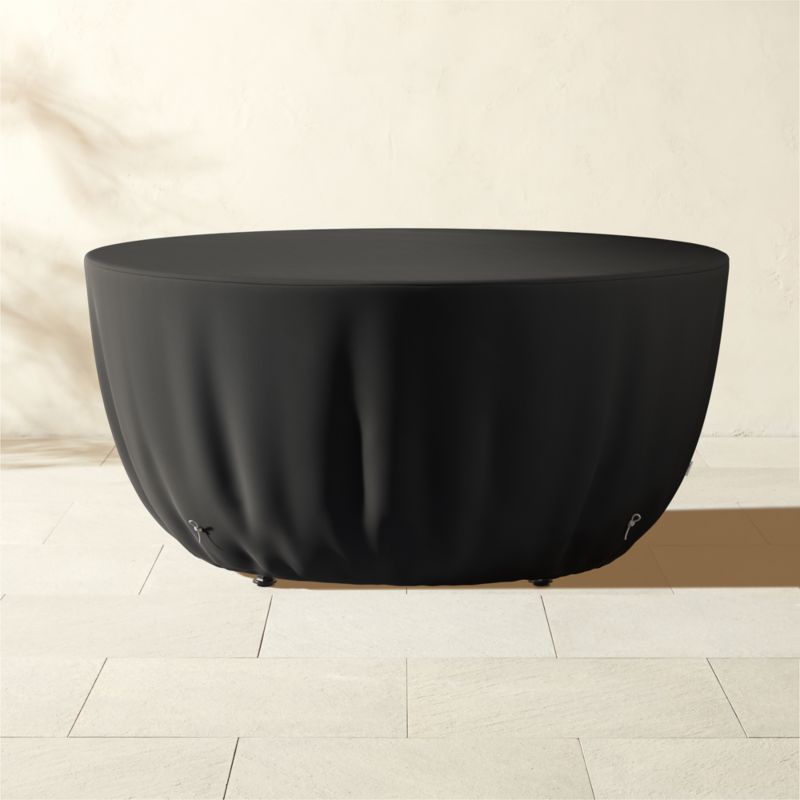 Colima 60in Round Black Metal Outdoor Dining Table with Marble Top