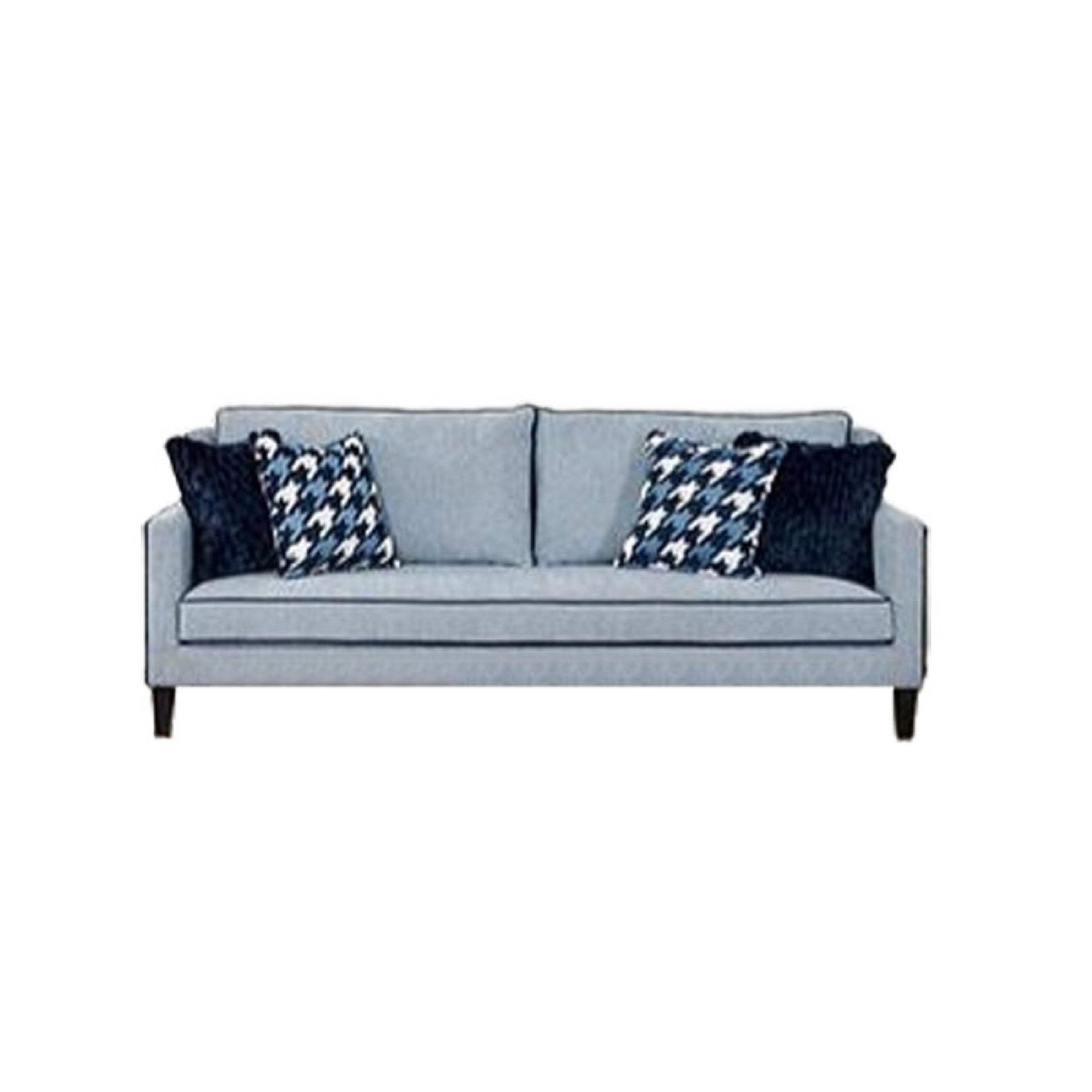 Colin Sofa 4 Houndstooth Throw Pillows Blue Polyester 85 Inch