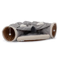 Collapsible Cat Tunnel Bed For Indoor Cats Washable Cat Hide Tunnel With Hanging Toys And Cushion Mat Gray