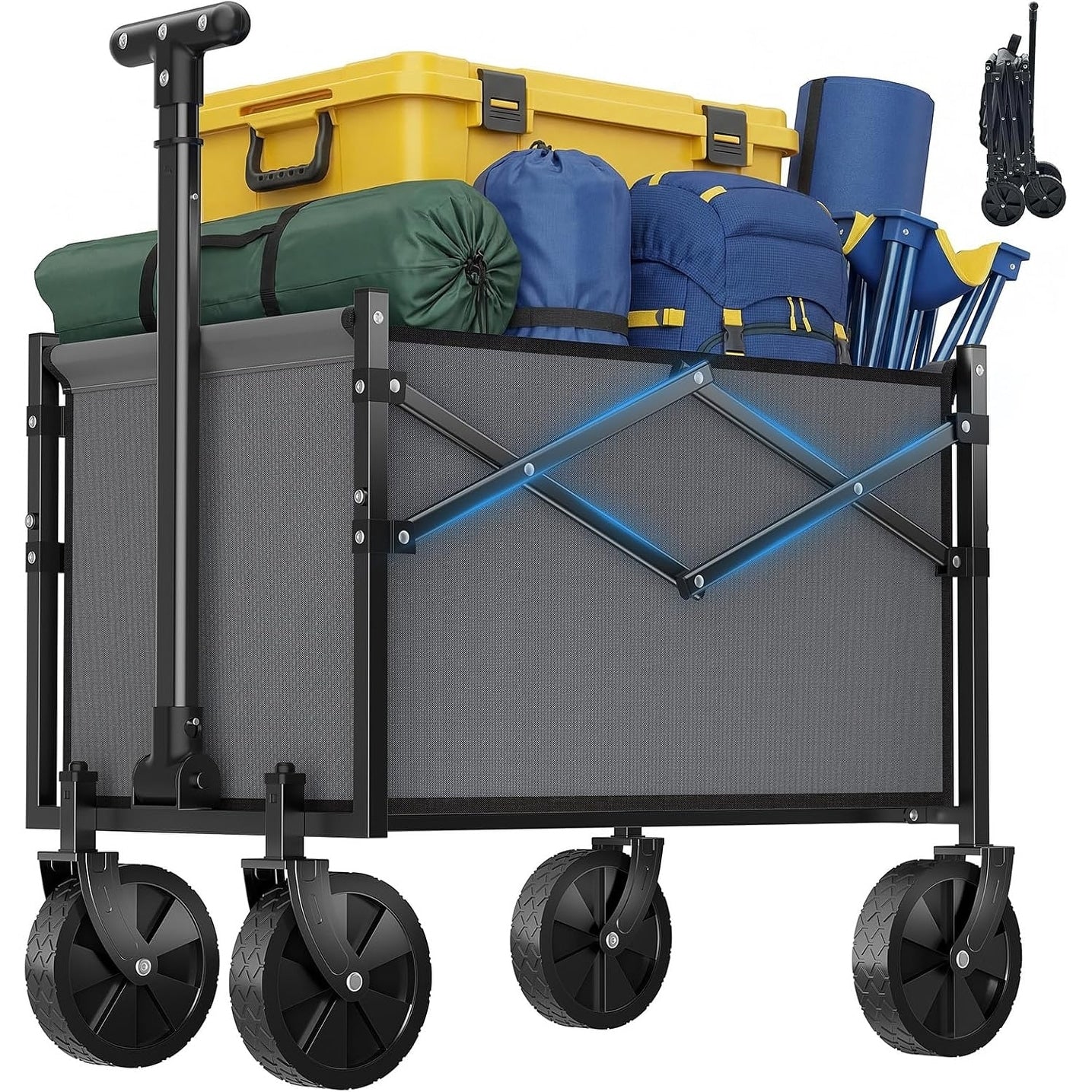 Collapsible Wagon Cart With Wheels 220 Lbs Capacity Heavy Duty Mini Foldable Portable Wagon For Camping Garden