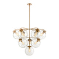 Collective 10 Light Chandelier In Satin Brass With Clear Glass
