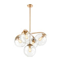 Collective 28 Inch Wide 5 Light Chandelier In Satin Brass