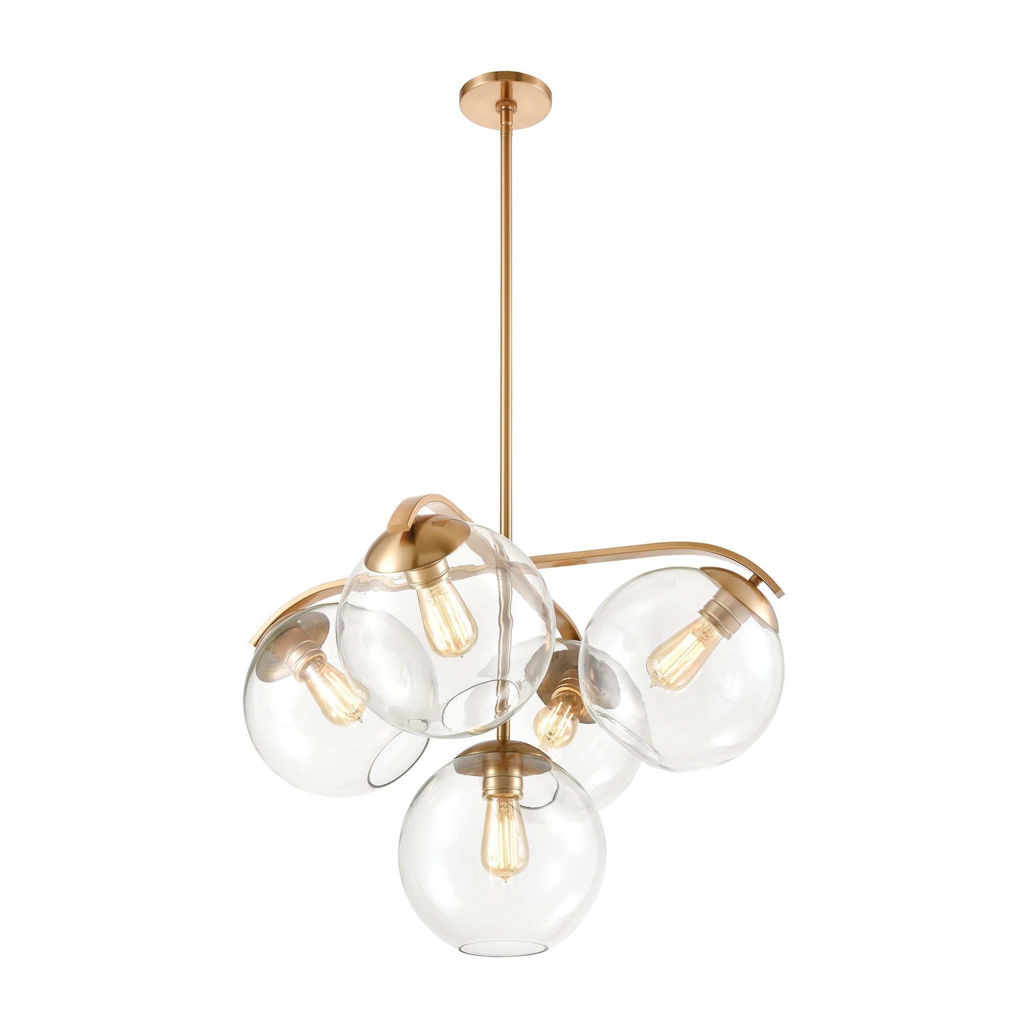 Collective 28 Inch Wide 5 Light Chandelier In Satin Brass