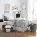 College Bedding Pack Twin Xl Pin Tuck Glacier Gray Color Set
