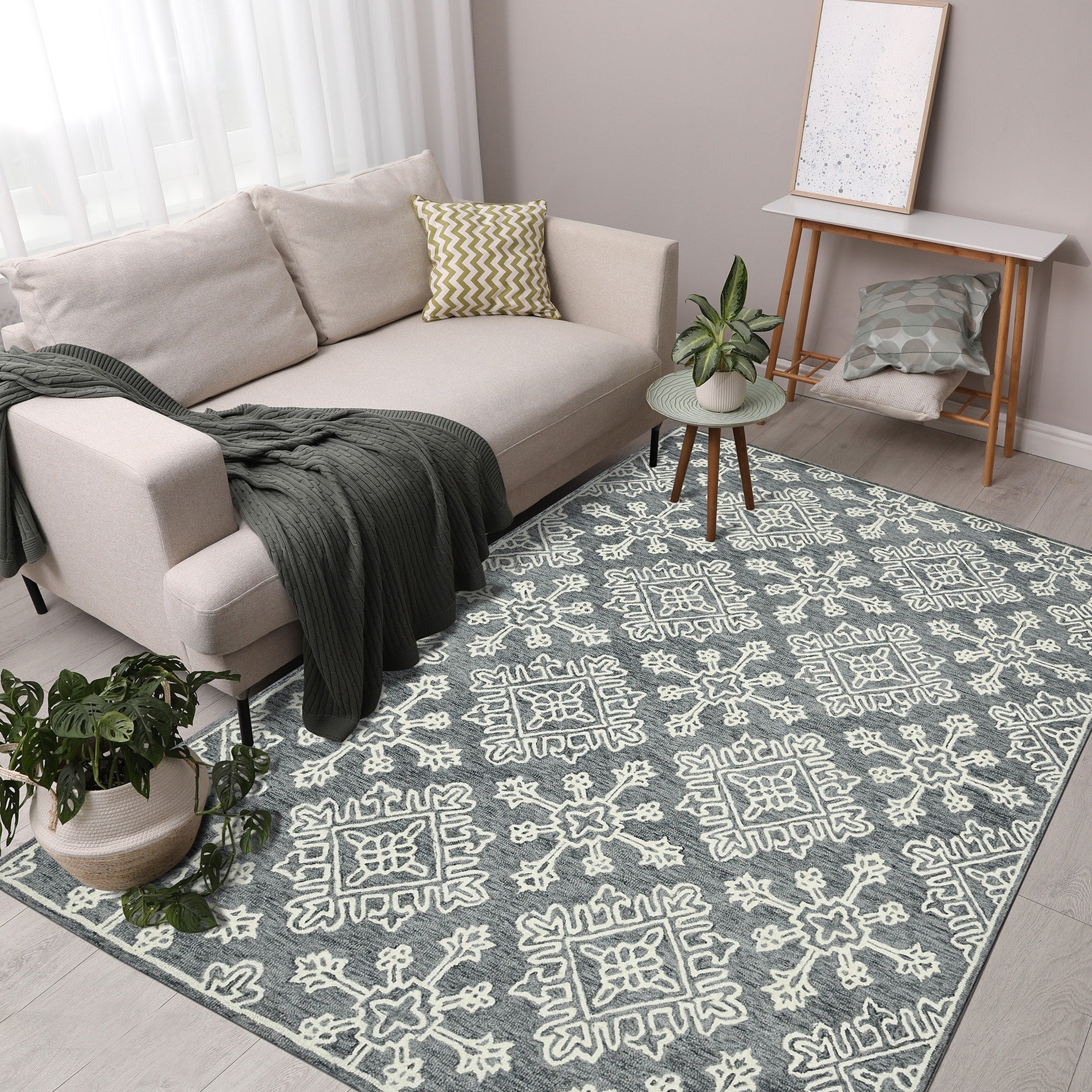 Collingwood Transitional Gray Hand Tufted Area Rug 8 X 11
