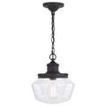 Collins 1 Light Black Farmhouse Outdoor Pendant Clear Schoolhouse Glass 10 In. W X 11.5 In. H X 10 In. D