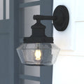 Collins 1 Light Black Farmhouse Outdoor Wall Lantern Clear Schoolhouse Glass
