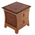 Colonial Floral Night Artisan Designer Furniture Brown Tornillo Wood Handtooled Leather Side End Accent Table Nightstand Peru