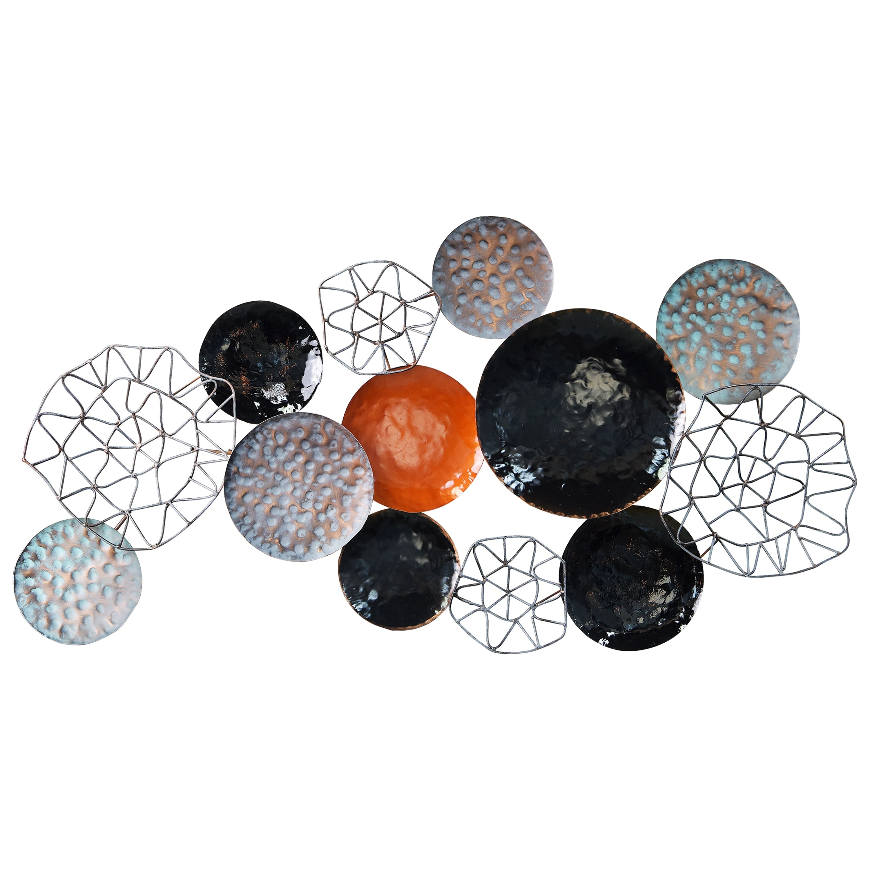 Colorful Hand Painted Etched Metal Wall Sculpture