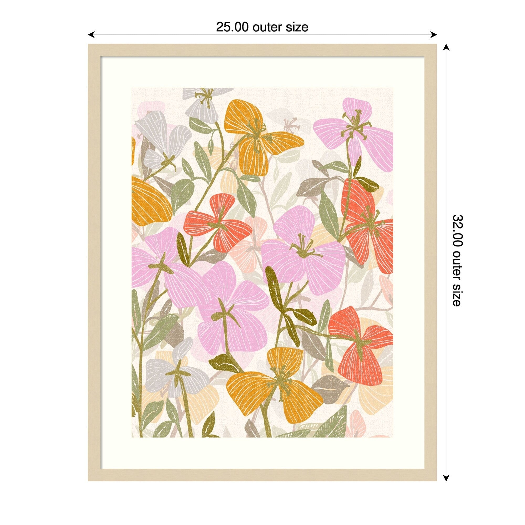 Colorful Petals And Green Leaves By Annick Wood Framed Wall Art Print