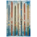 Colorful Retro Skis Wall Art Printed On Solid Fir Wood Planks Multi Color