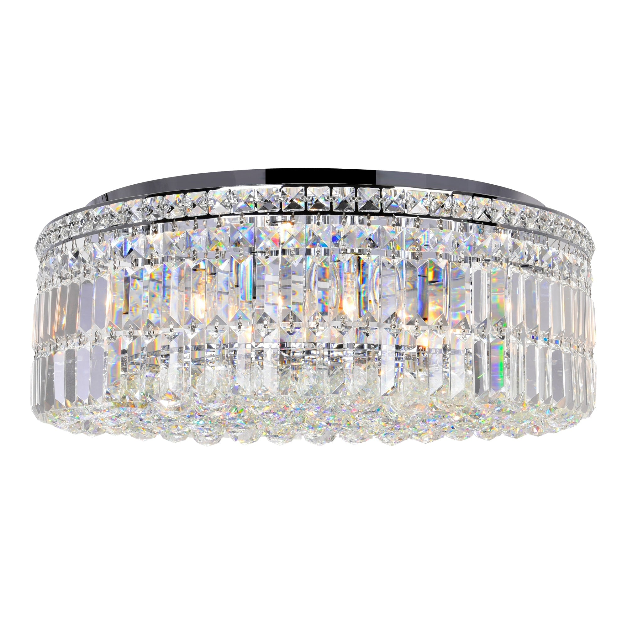 9 Light Flush Mount With Chrome Finish