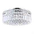 Colosseum Collection Chrome Finished Stainless Steel 4 Light Flush Mount Fixture With Multifaceted Crystal Shade