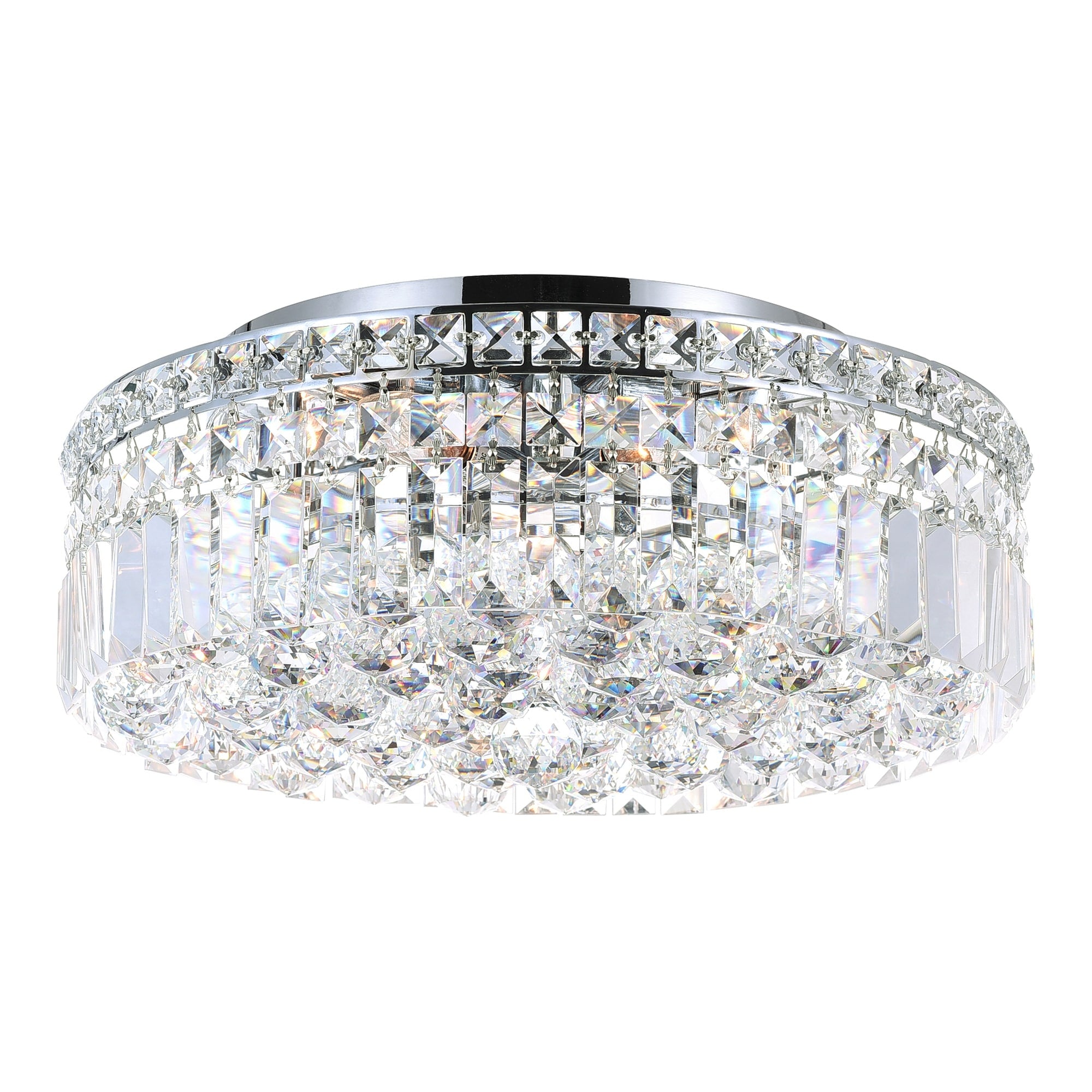 5 Light Flush Mount With Chrome Finish