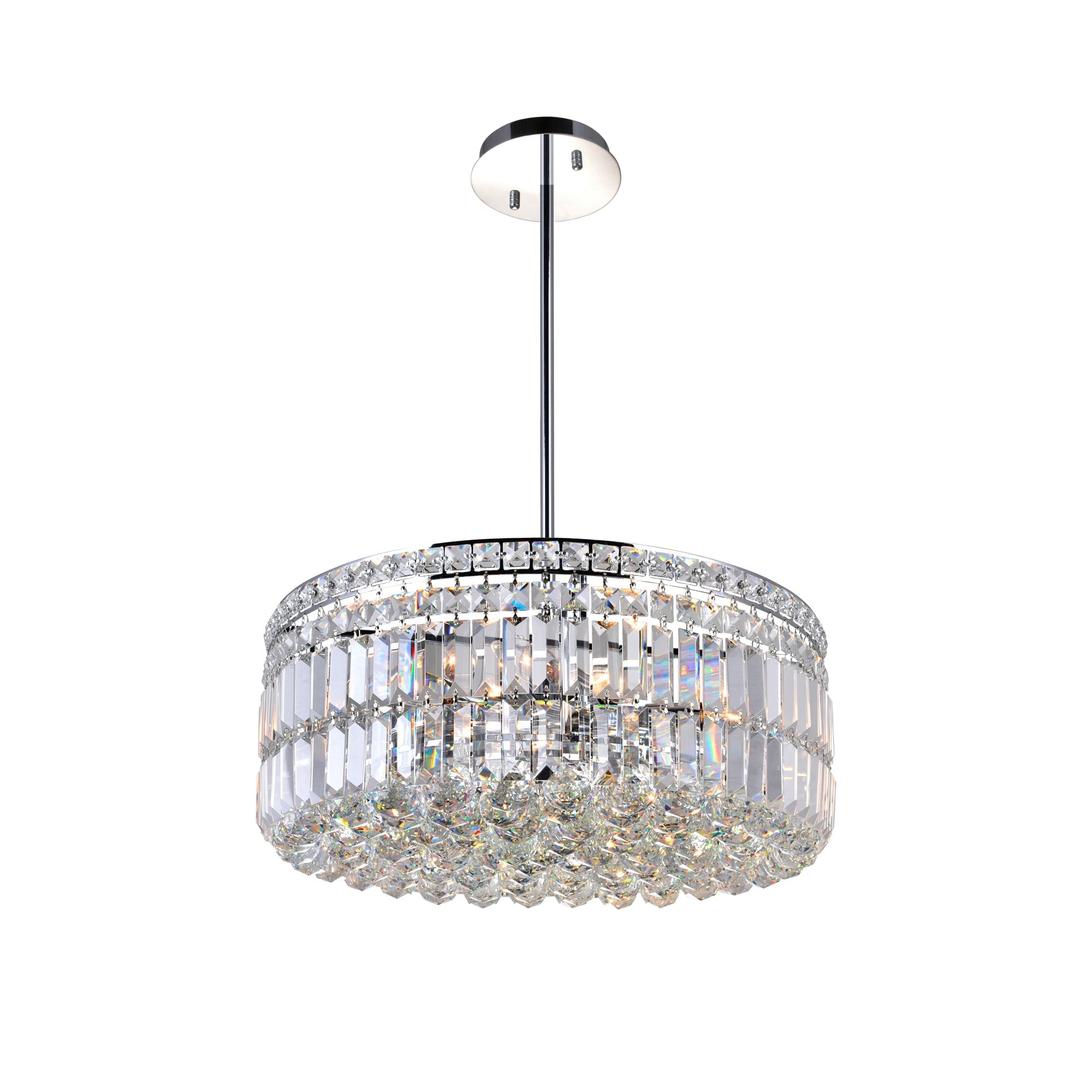 Chrome Finished Stainless Steel 8 Light Traditional Chandelier With Crystal Accents