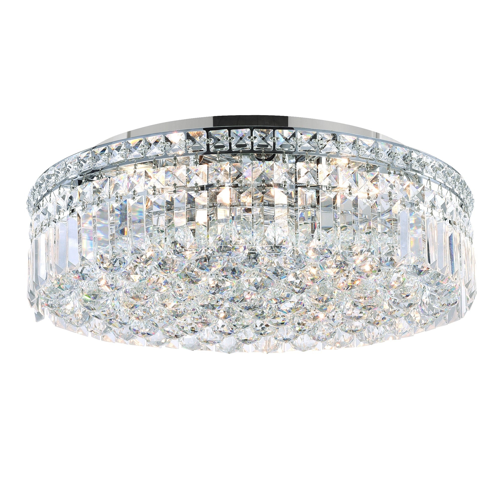 8 Light Flush Mount With Chrome Finish