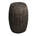 Colt 21.06 Coastal Bohemian Handwoven Hyacinth Barrel Storage Stool With Lid