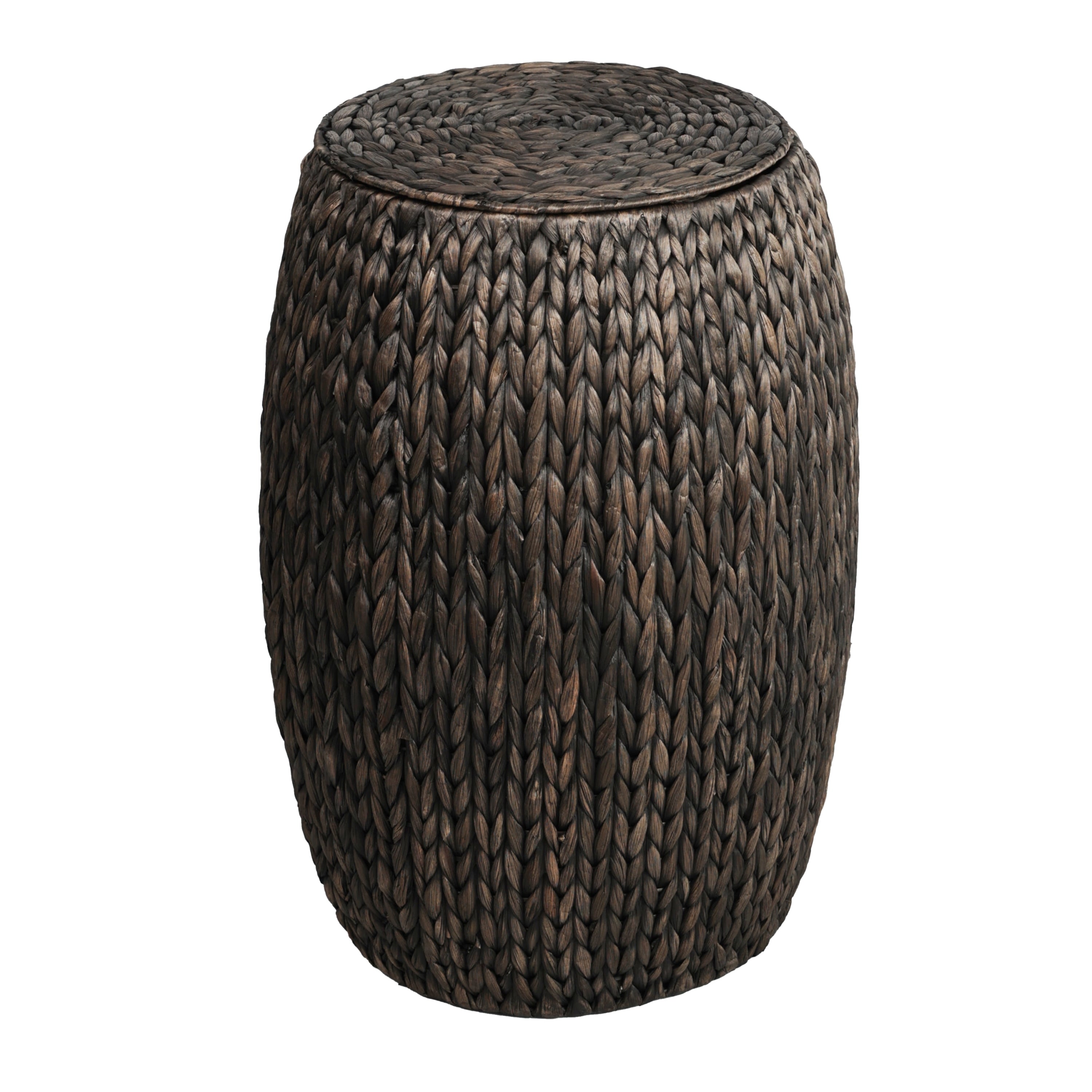 Colt 21.06 Coastal Bohemian Handwoven Hyacinth Barrel Storage Stool With Lid