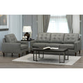 Colt Mid Century Modern Grey Top Grain Italian Leather Tufted Sofa And Chair