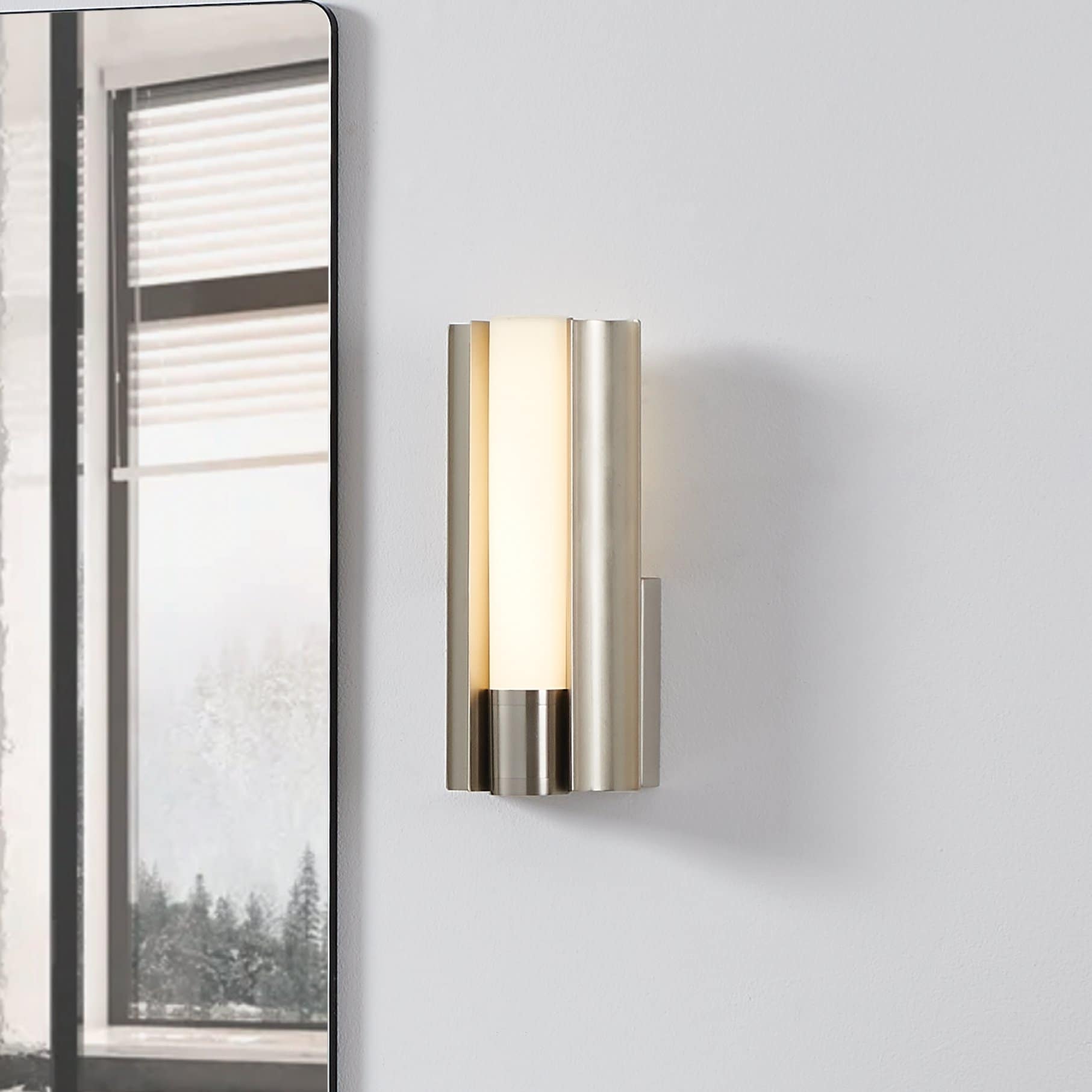 Colton 12 Inch 1 Light Brushed Nickel 5Cct Led Vanity Light With Etched Opal Glass Shade
