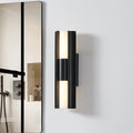 Colton 18 Inch 2 Light Textured Black 5Cct Led Vanity Light With Etched Opal Glass Shades