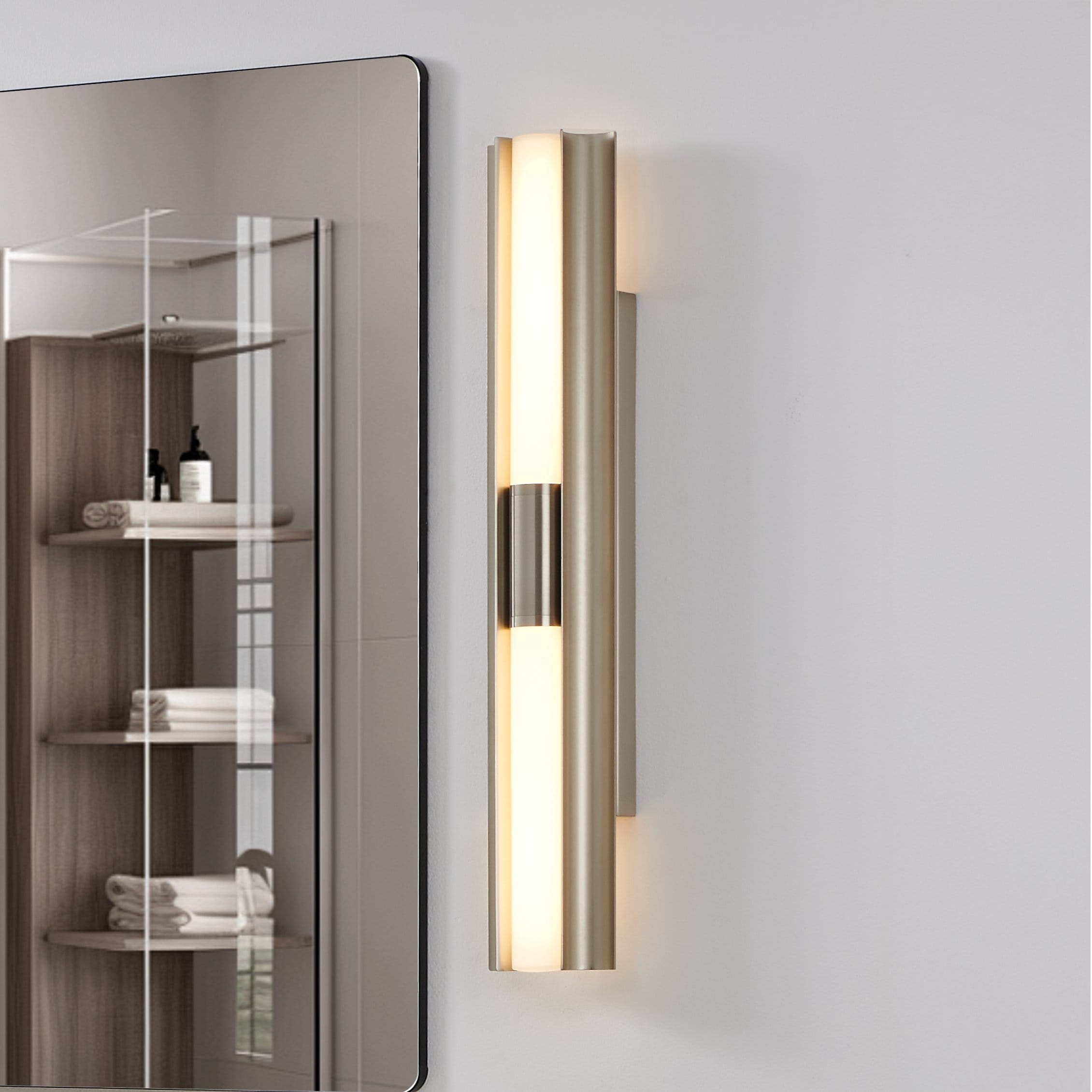 Colton 30 Inch 2 Light Brushed Nickel 5Cct Led Vanity Light With Etched Opal Glass Shades