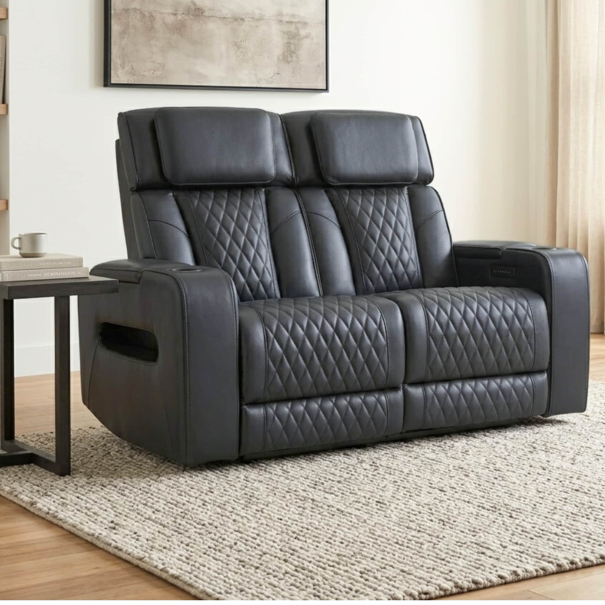 Colton Leather Match Power Loveseat N A