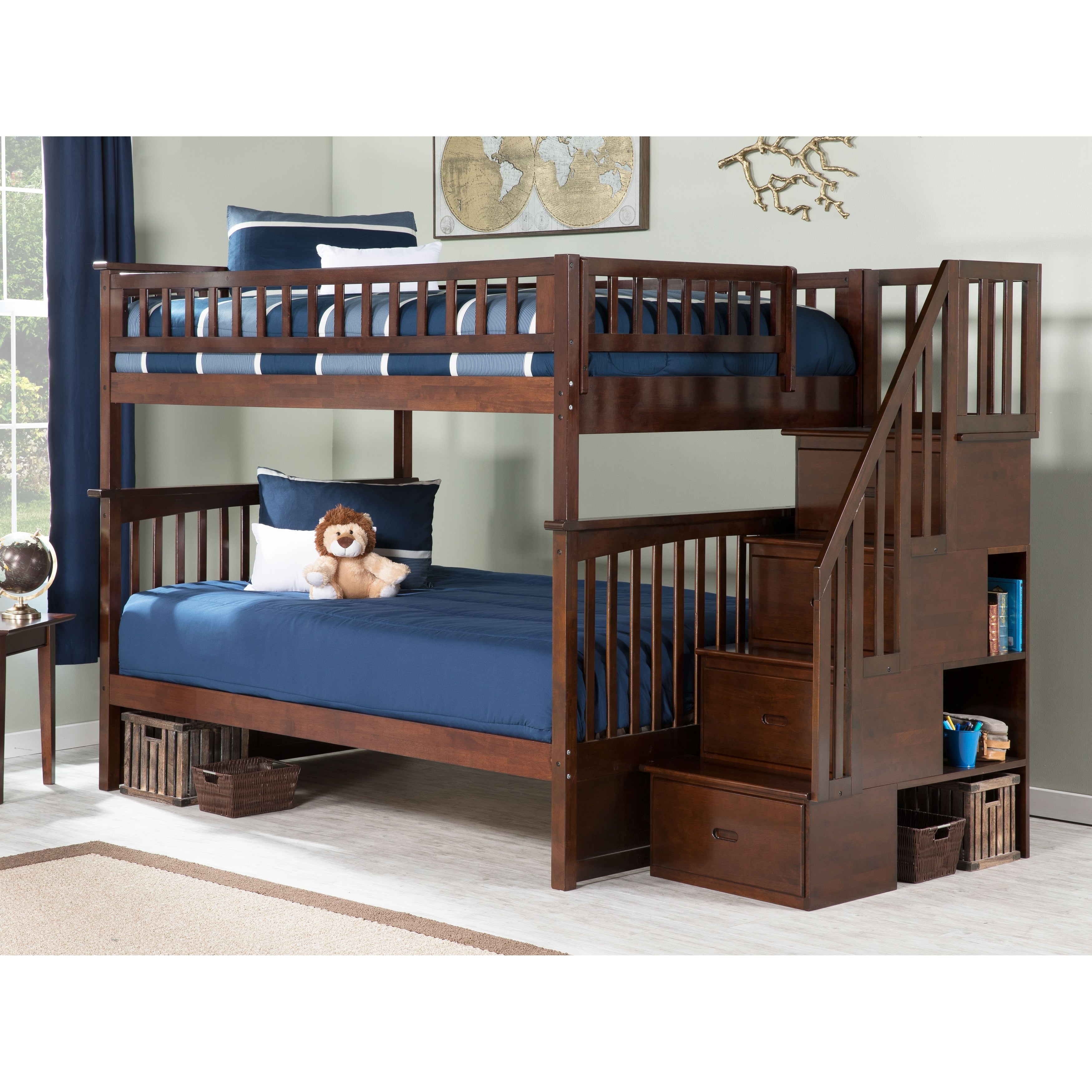 Columbia Staircase Bunk Bed Full Over Full In Walnut