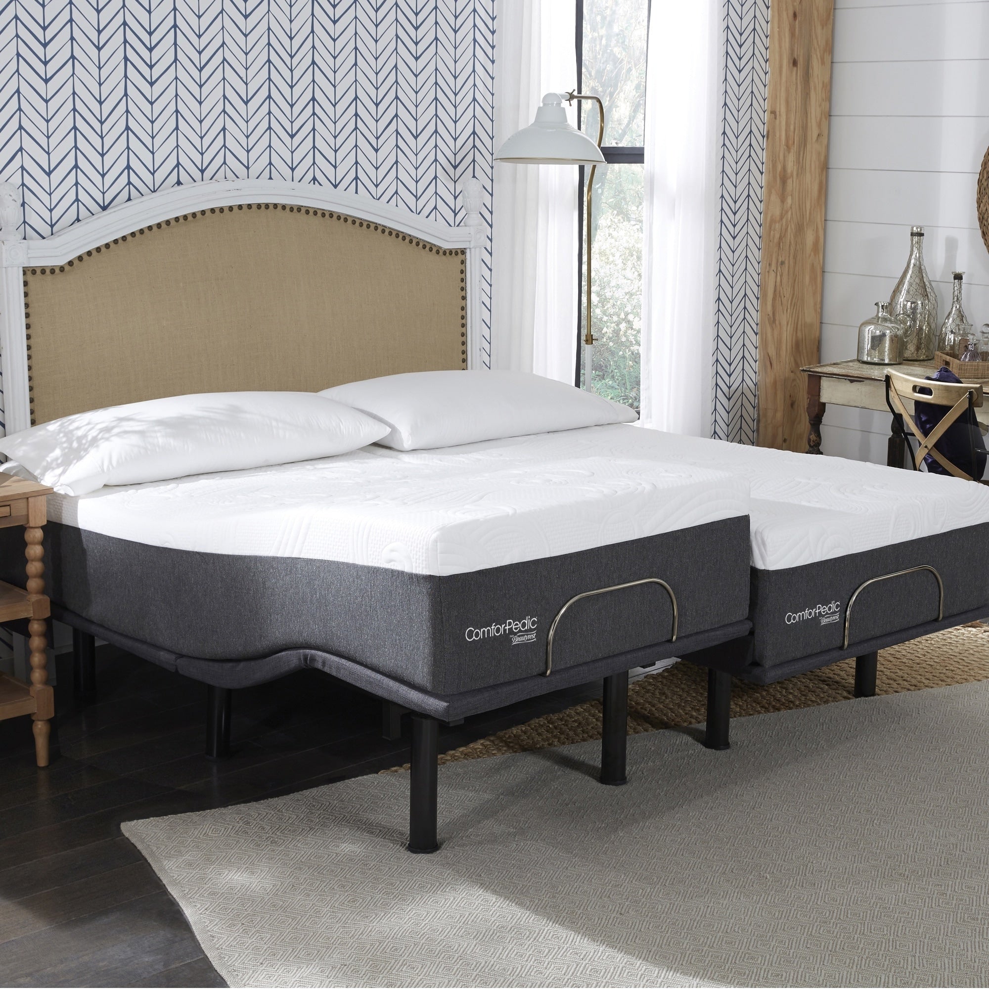 Comforpedic From Beautyrest 14 Inch Split King Size Nrgel Adjustable Mattress Set