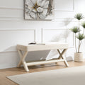 Comfort Double Bench Upholstered In Velvet Fabric Stool With Stylish X Crossed Legs Comfort Cushion With Piping
