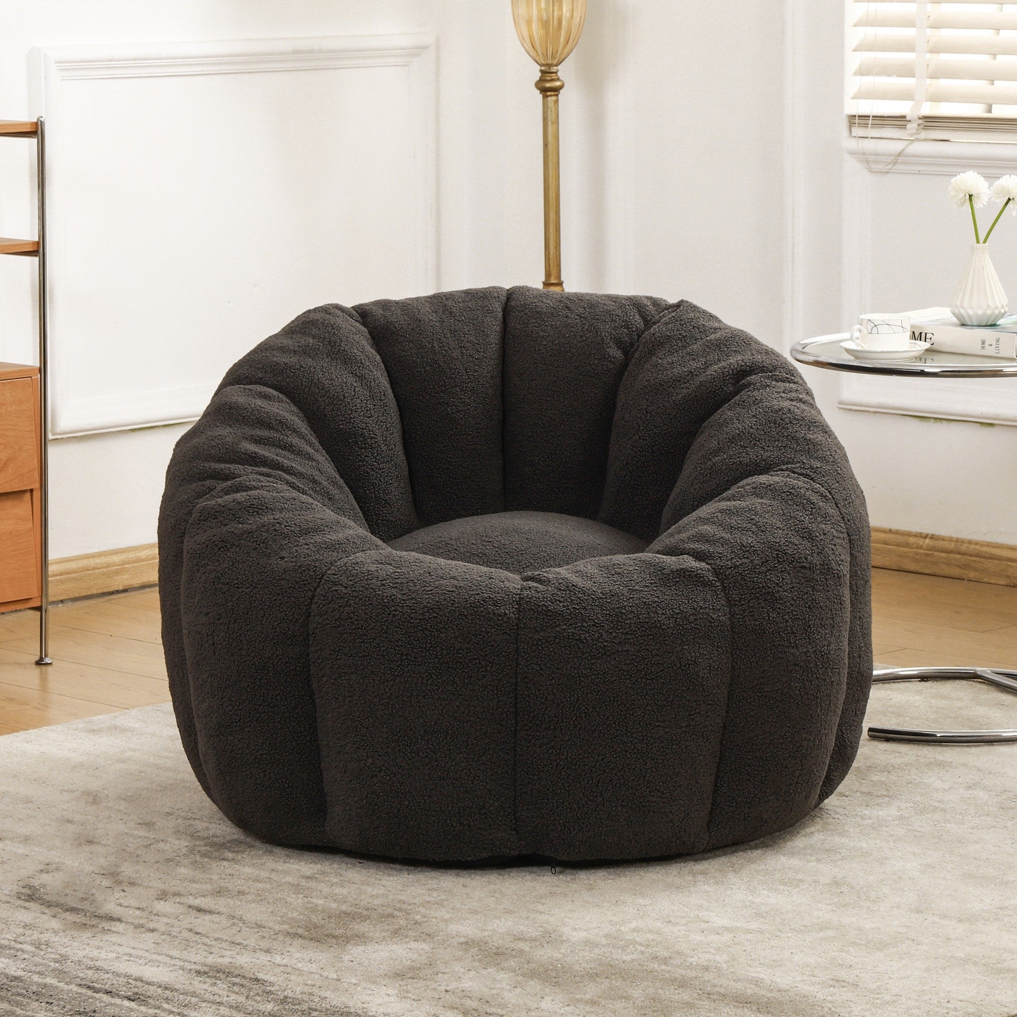 Comfortable Bean Bag Chair Dark Gray Sofa Chair With Armrests Leisure Chair Lounge Chair Upholstered Chair
